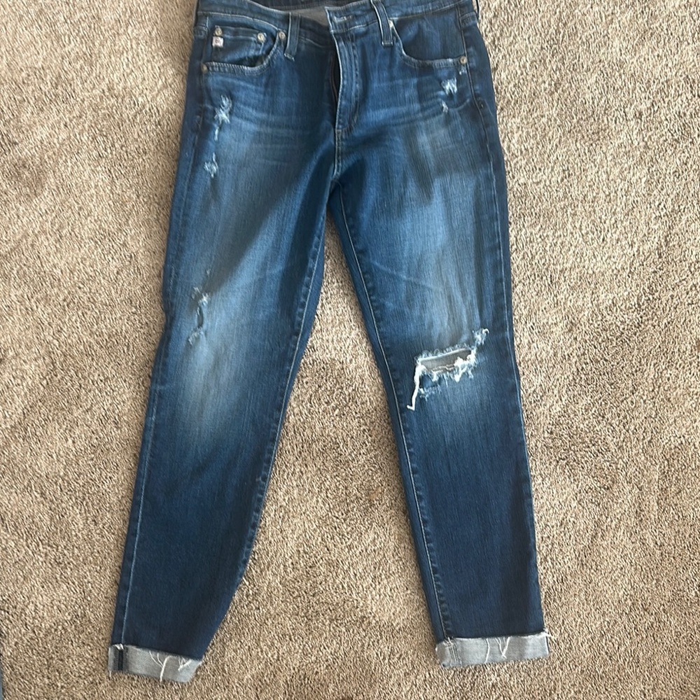 Women's Distressed Blue Jeans